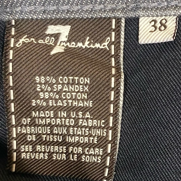 7 For All Mankind Grey Straight Leg Button Fly Jeans, Size 38/33, Cotton/Spandex - Picture 7 of 12